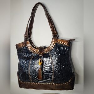 MC Madi Claire Croc Embossed Patent